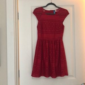 Cherry Red Lace Skater Dress